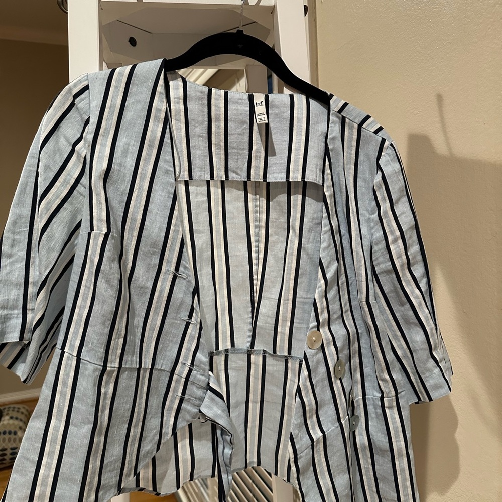 Zara Black and White Striped Blouse